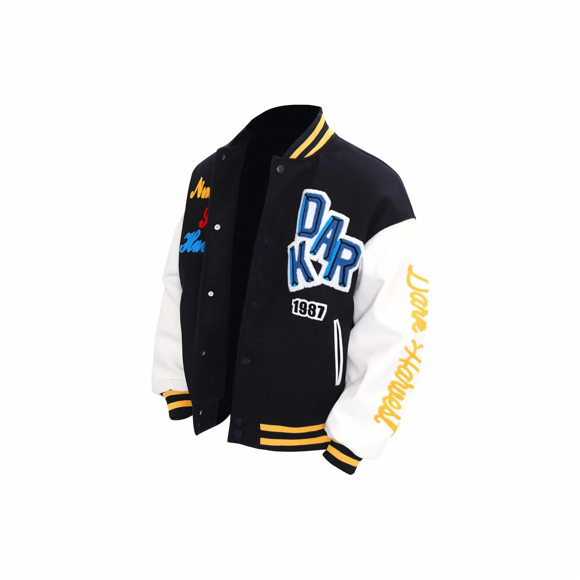 美式复古高街植绒刺绣字母撞色拼接外套 嘻哈街头痞帅 宽松落肩垂感 休闲舒适百搭棒球服 男女同款