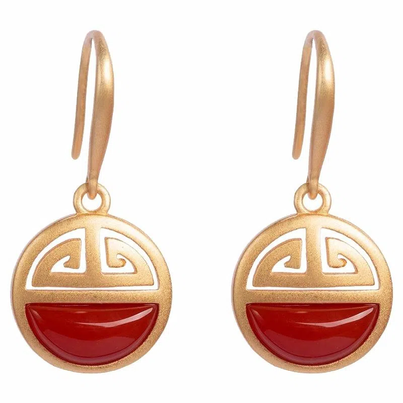 韵系 宫廷风福字 铜镀金 耳环 女款