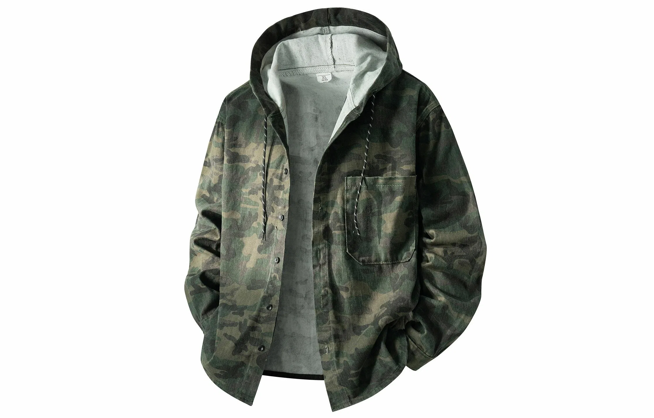 大卫贝肯 美式复古潮流高街重水洗做旧基础款简约宽松休闲日常迷彩百搭连帽无性别主义设计落肩袖单排扣学院风牛仔外套 男女同款