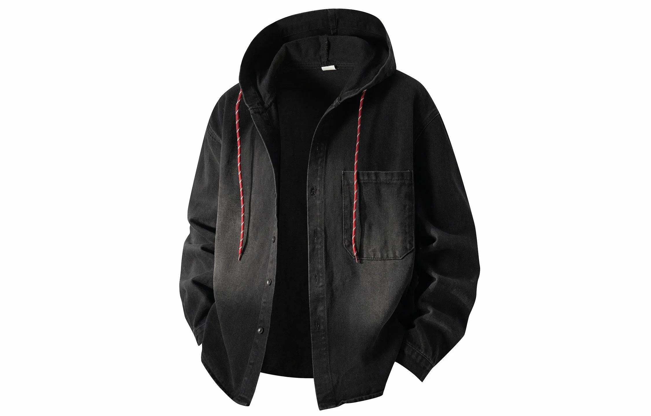 大卫贝肯 美式复古潮流高街重水洗做旧基础款简约宽松休闲日常迷彩百搭连帽无性别主义设计落肩袖单排扣学院风牛仔外套 男女同款