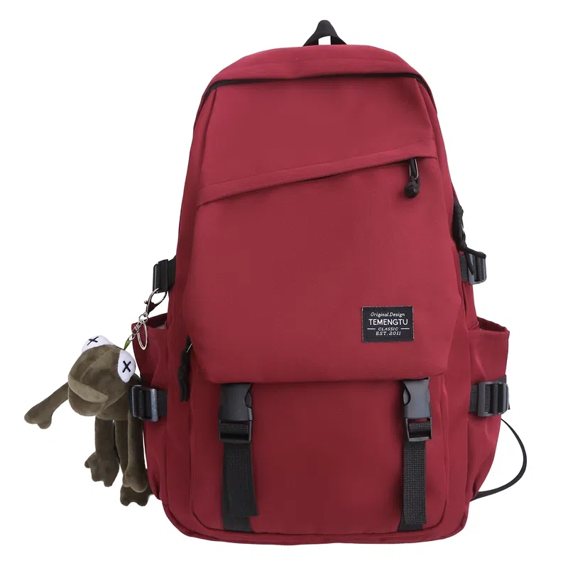 行途 潮牌时尚大学生日系旅行背包韩版百搭初高中生书包 尼龙 双肩包 常规 男女同款情侣款 黑色/白色/红色/灰色