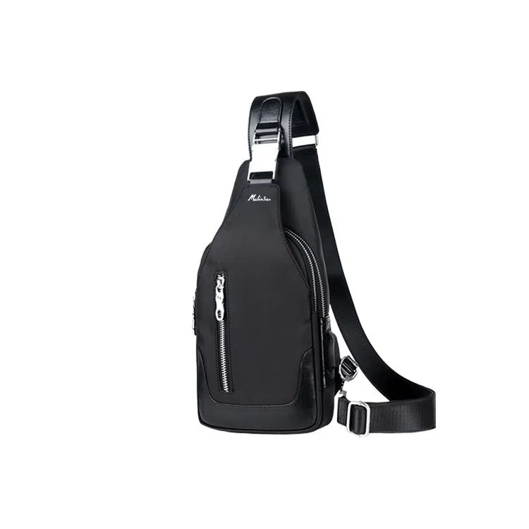 木林森 休闲通勤时尚潮流多功能百搭 涤纶 胸包 常规 男女同款情侣款 黑色/浅灰色