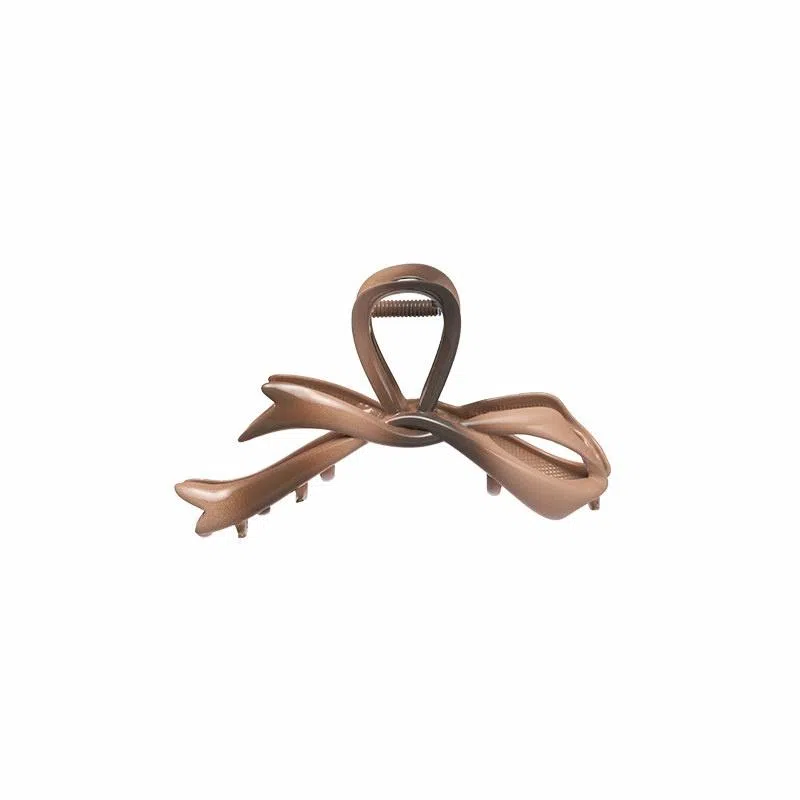 沂茹 时尚森系简约日常通勤百搭气质渐变咖烤漆丝带大号后脑勺盘发发抓文艺甜美减龄几何 合金 发夹 女款