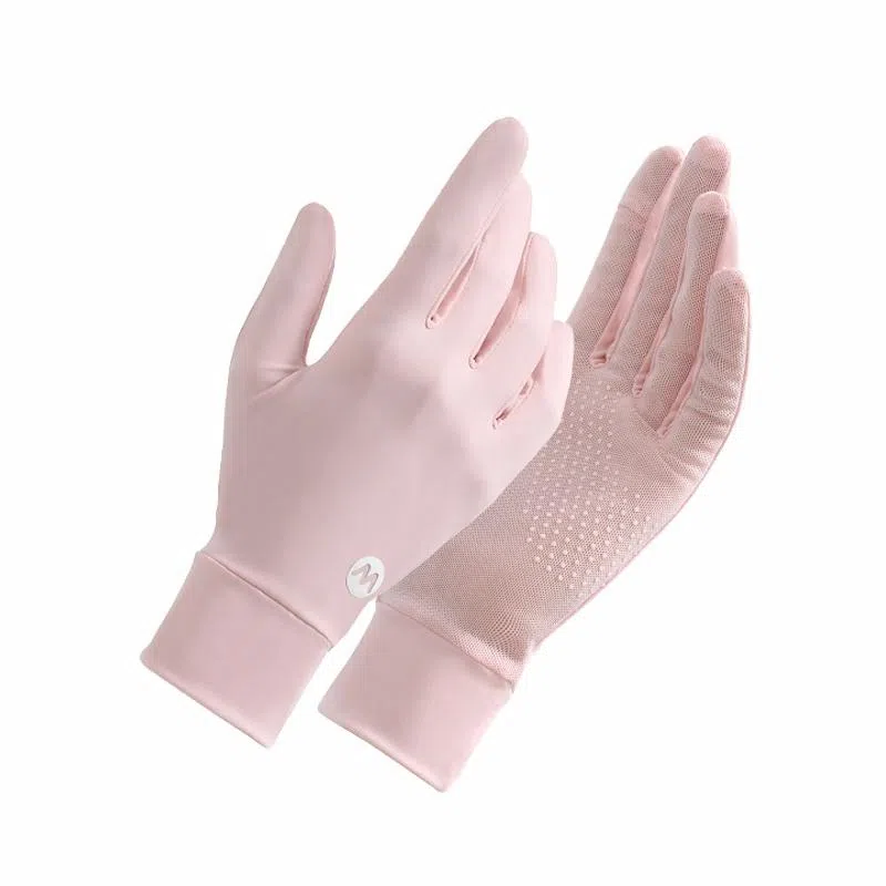 南极人 夏季户外防紫外线冰丝凉感开车骑行防滑遮阳透气轻薄露指触屏 锦纶 防晒手套 女款