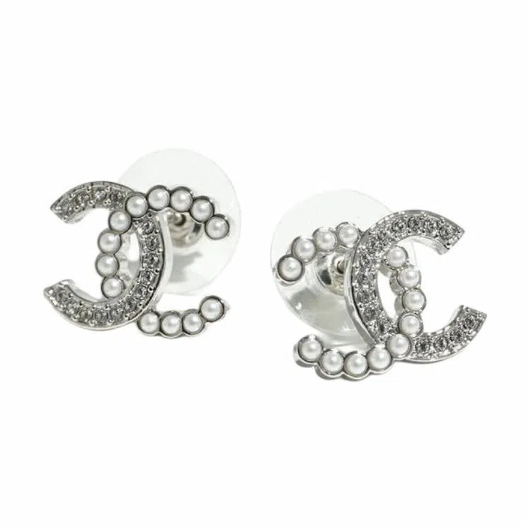 CHANEL Pearl Crystal Earrings