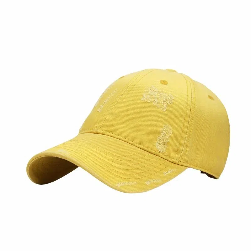 钓鱼熊 复古做旧破洞显脸小软顶小众个性渐变色 棉 鸭舌帽 男女同款情侣款