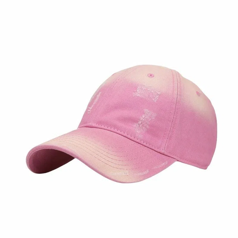 钓鱼熊 复古做旧破洞显脸小软顶小众个性渐变色 棉 鸭舌帽 男女同款情侣款