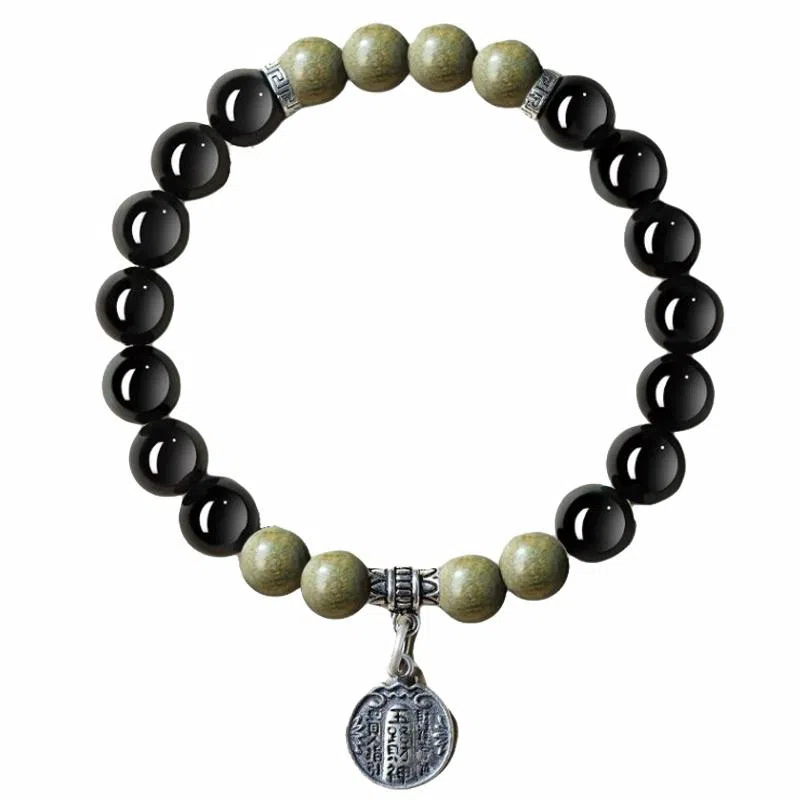 易明居 新中式招财暴富 五路财神  时来运转 小众轻奢百搭高级感串珠 水逆退散 转运珠#好运 黑曜石 手串 男女同款情侣款