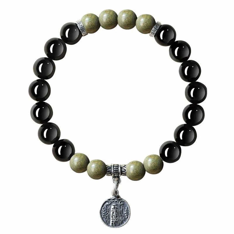 易明居 新中式招财暴富 五路财神  时来运转 小众轻奢百搭高级感串珠 水逆退散 转运珠#好运 黑曜石 手串 男女同款情侣款