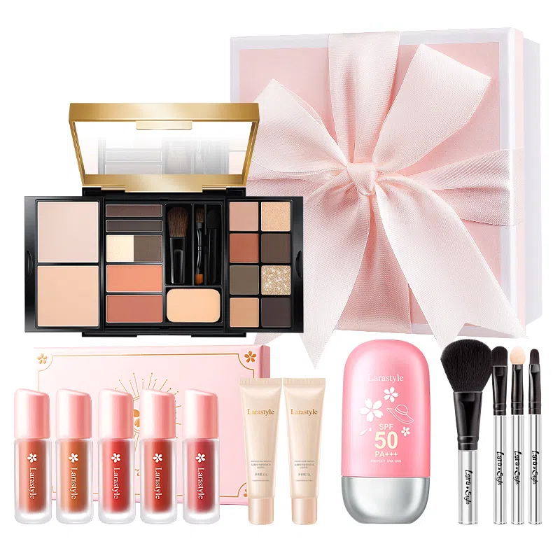 拉雅时代 小金盘彩妆套装 哑光易上色柔雾细闪 大地色 综合眼影盘高光修容腮红一体盘全脸妆容