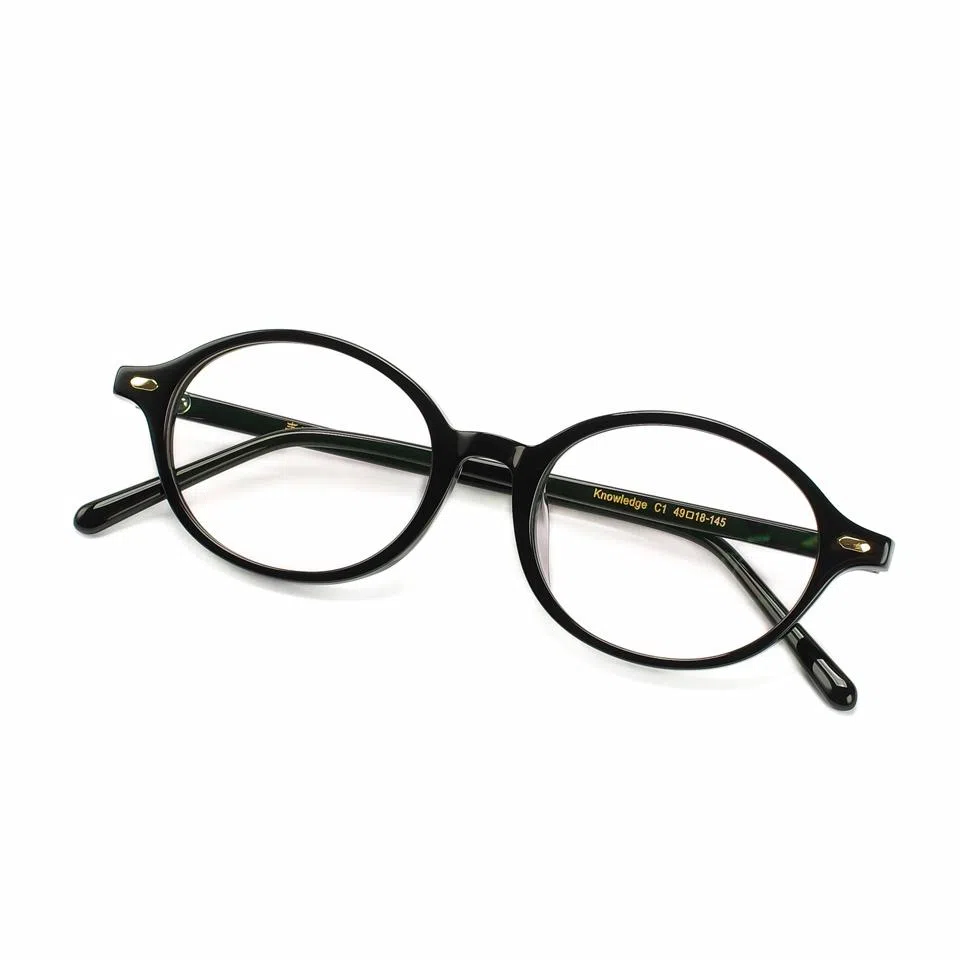 青雉作 加高可调鼻托书呆子 复古学院风高知 超轻高度近视文艺 醋酸板材 椭圆形 光学镜架 男女同款情侣款 玳瑁色 黑色