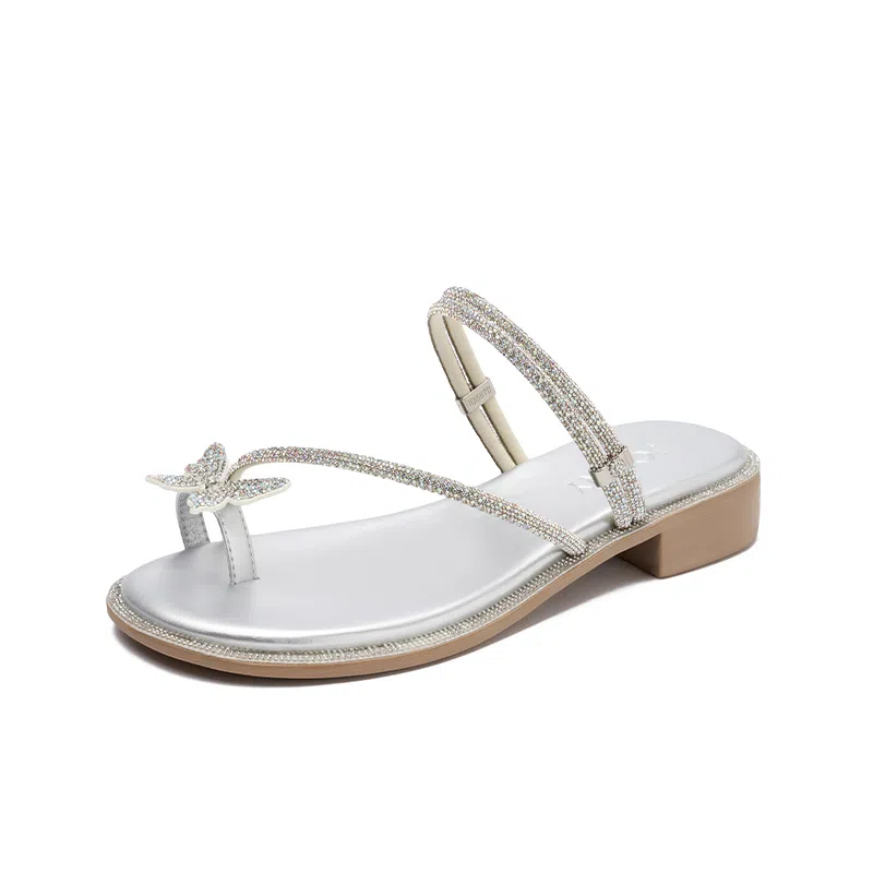 卓诗尼 仙女风蝴蝶结百搭时尚人字拖鞋 女