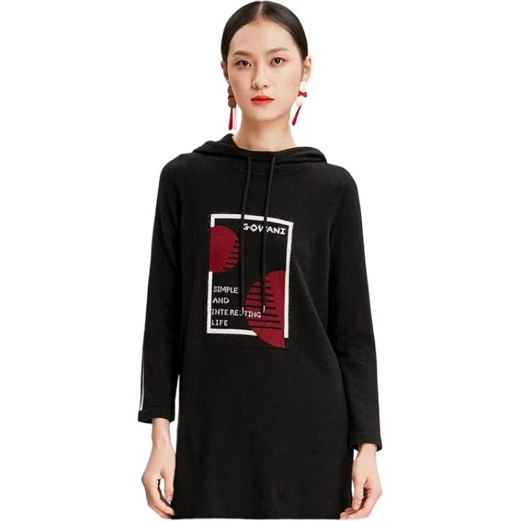 乔万尼 乔万尼春秋长袖套头毛衫针织衫 女款 幻影黑