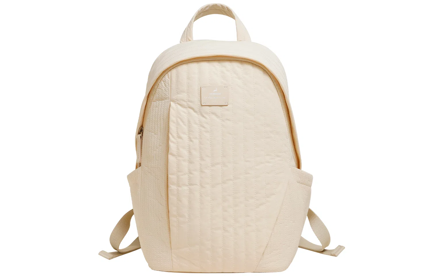 妙迪 超轻经典纯色车缝线简约休闲书包高中生高颜值大容量男女同款背包 织物 双肩包 女款 云朵白