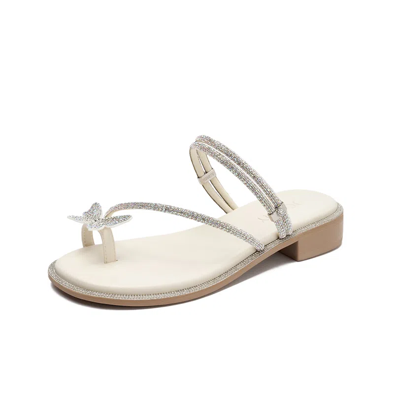 卓诗尼 仙女风蝴蝶结百搭时尚人字拖鞋 女