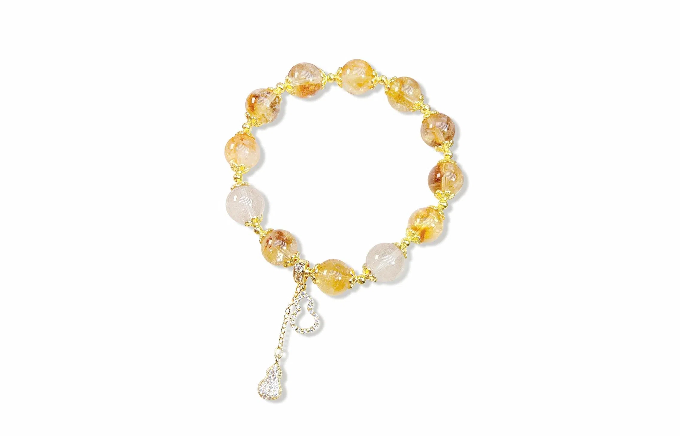 嘉福莱 一手富贵 招财纳福精致轻奢 中式国潮设计感#好运 黄水晶 手串 女款