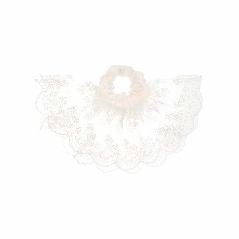 芒果饰品 双层裙摆 高级感气质发饰 蕾丝 网纱 发圈 女款