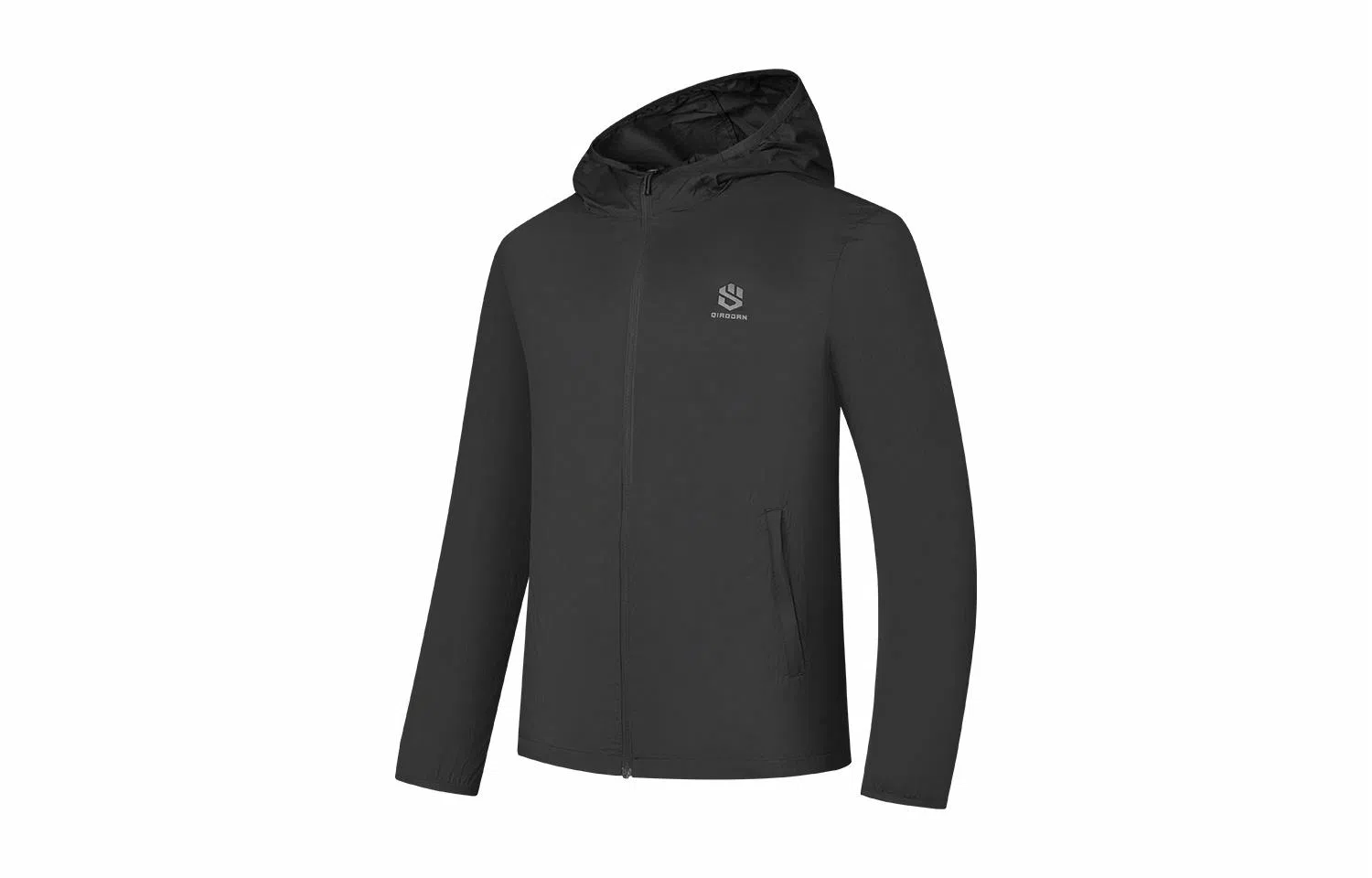 乔丹 运动休闲简约纯色连帽长袖夹克外套 男款 黑色