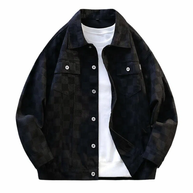 【dme】 简约基础款高级感多口袋翻领宽松休闲排扣港风牛仔外套 男女同款