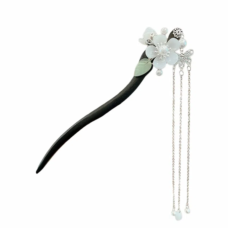 水中玉 古风流苏高级感汉服头饰新中式木质发钗子步摇簪子 发簪 女款