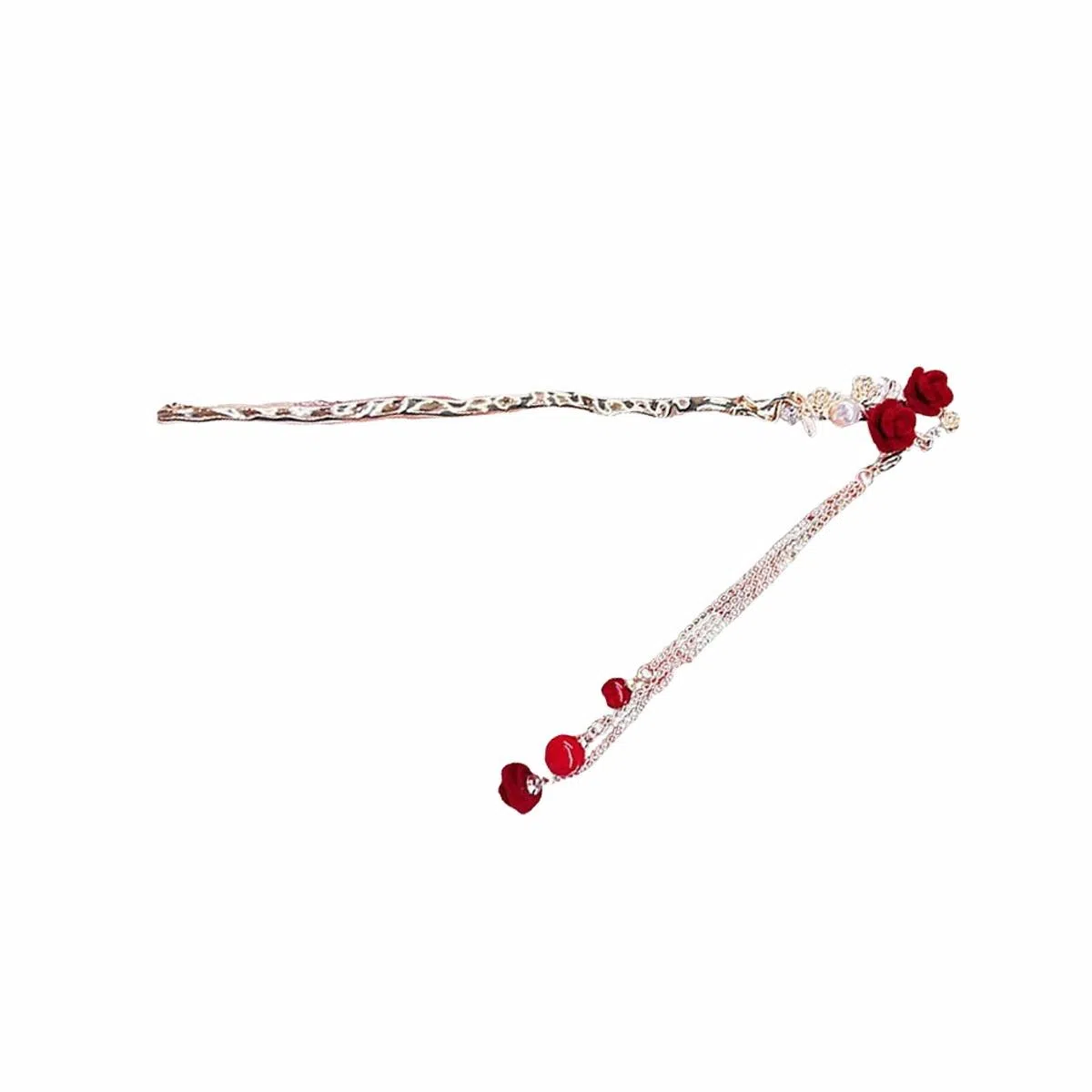 贯古今 新中式玫瑰花流苏 古风小众高级感复古 合金 发簪 女款