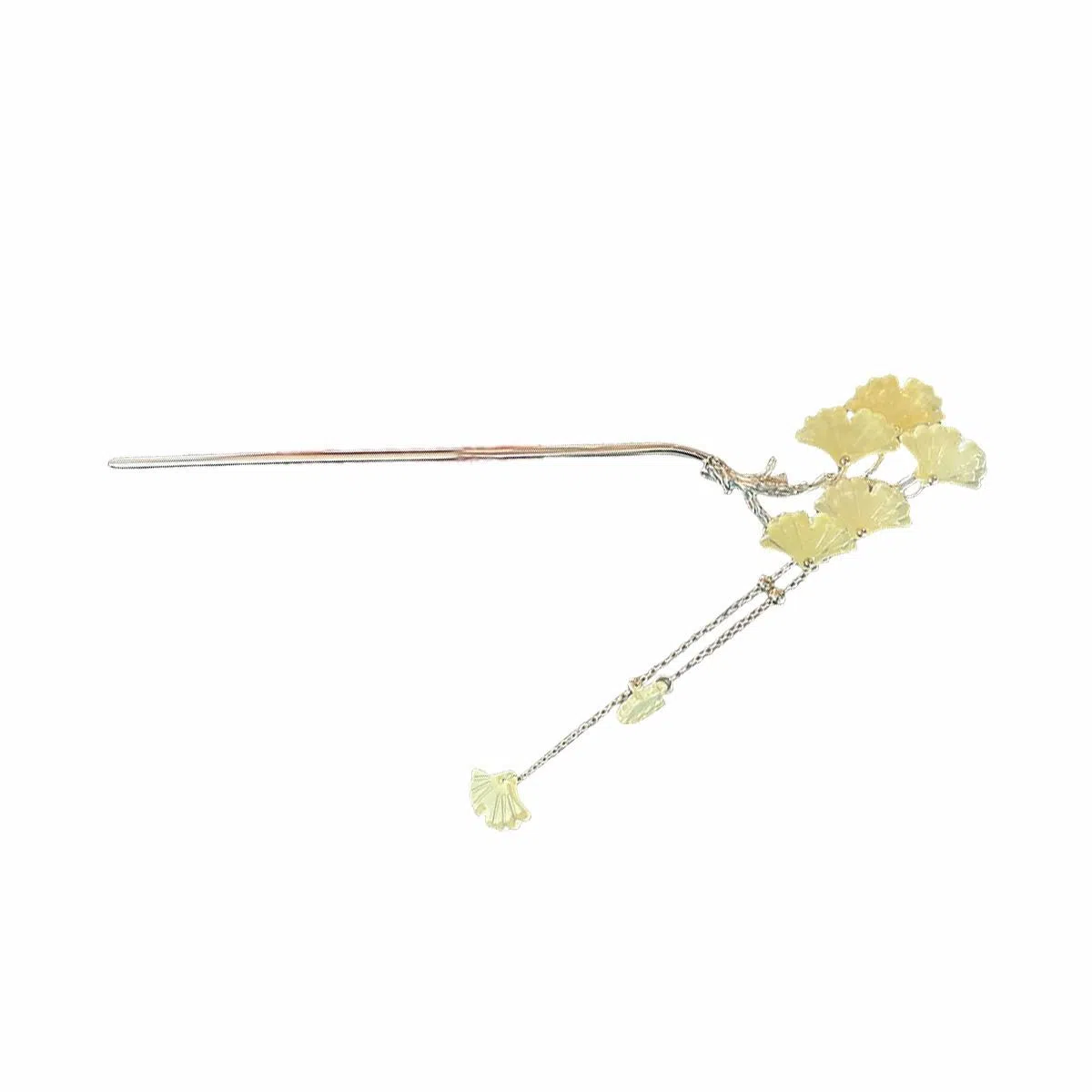 贯古今 气质银杏叶流苏高级感丸子头盘发简约现代 合金 发簪 女款