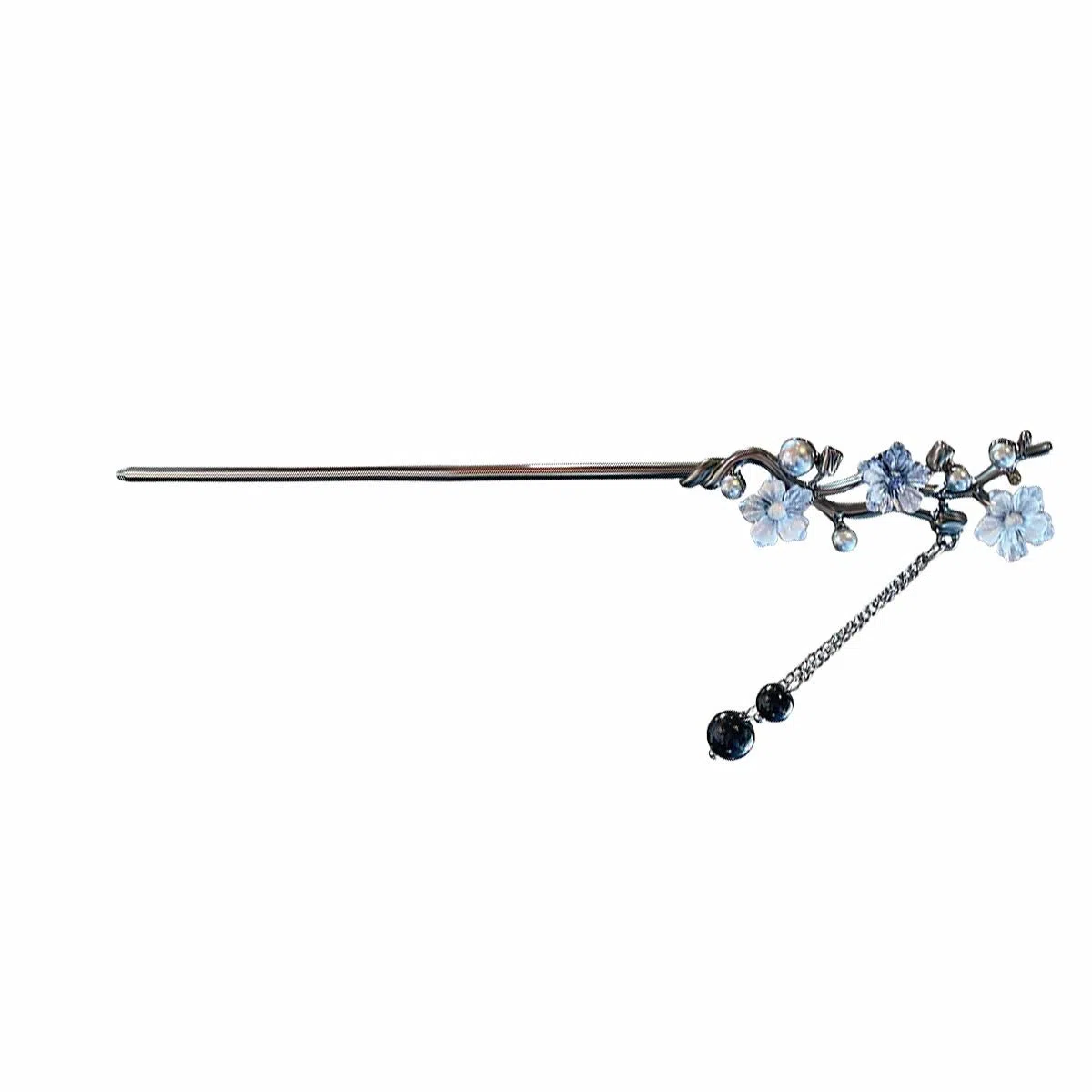 贯古今 水墨立体花朵高级感步摇流苏盘发发钗新中式簪子 合金 发簪 女款