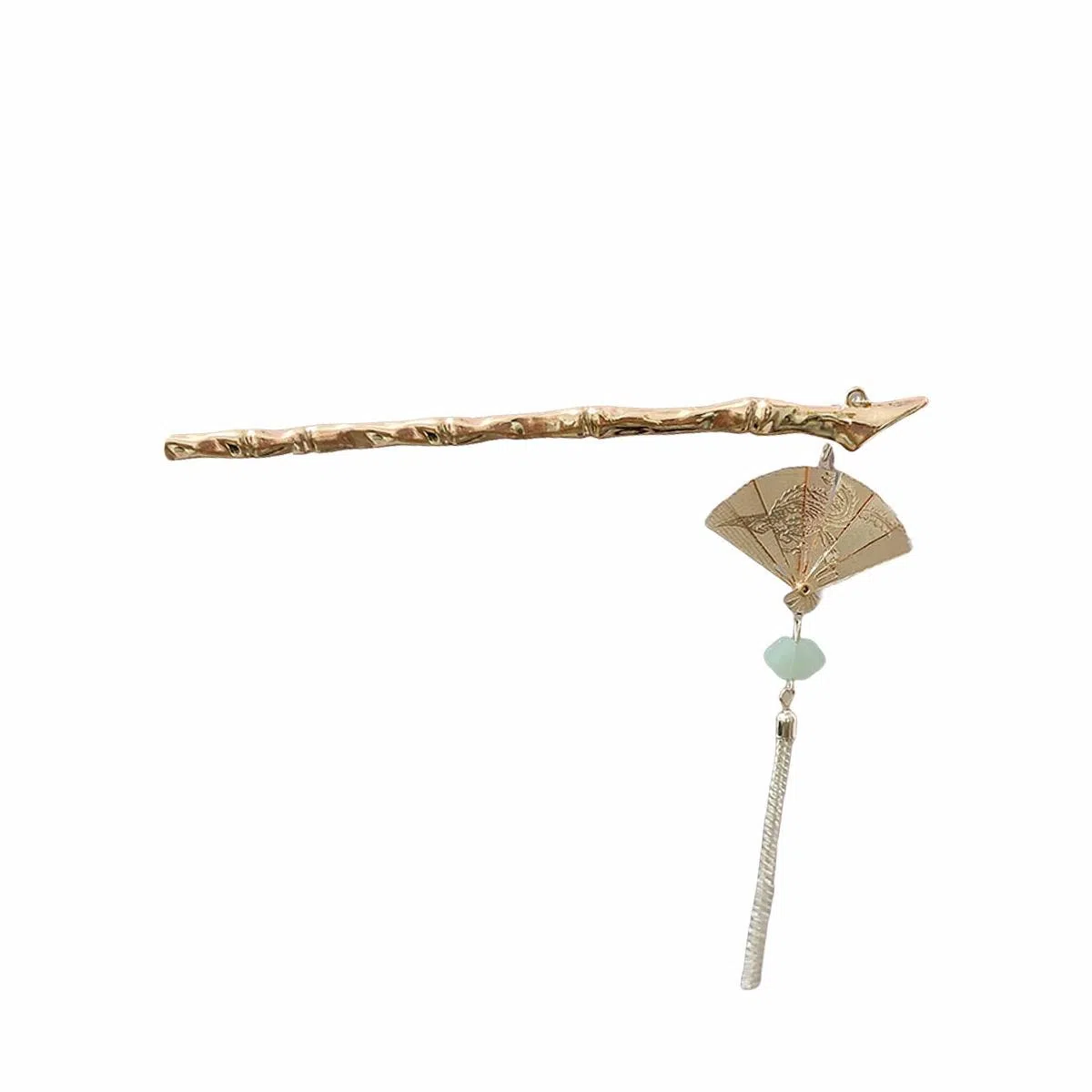 贯古今 可折叠扇子流苏小众设计步摇旗袍汉服盘发头饰发钗 合金 发簪 女款