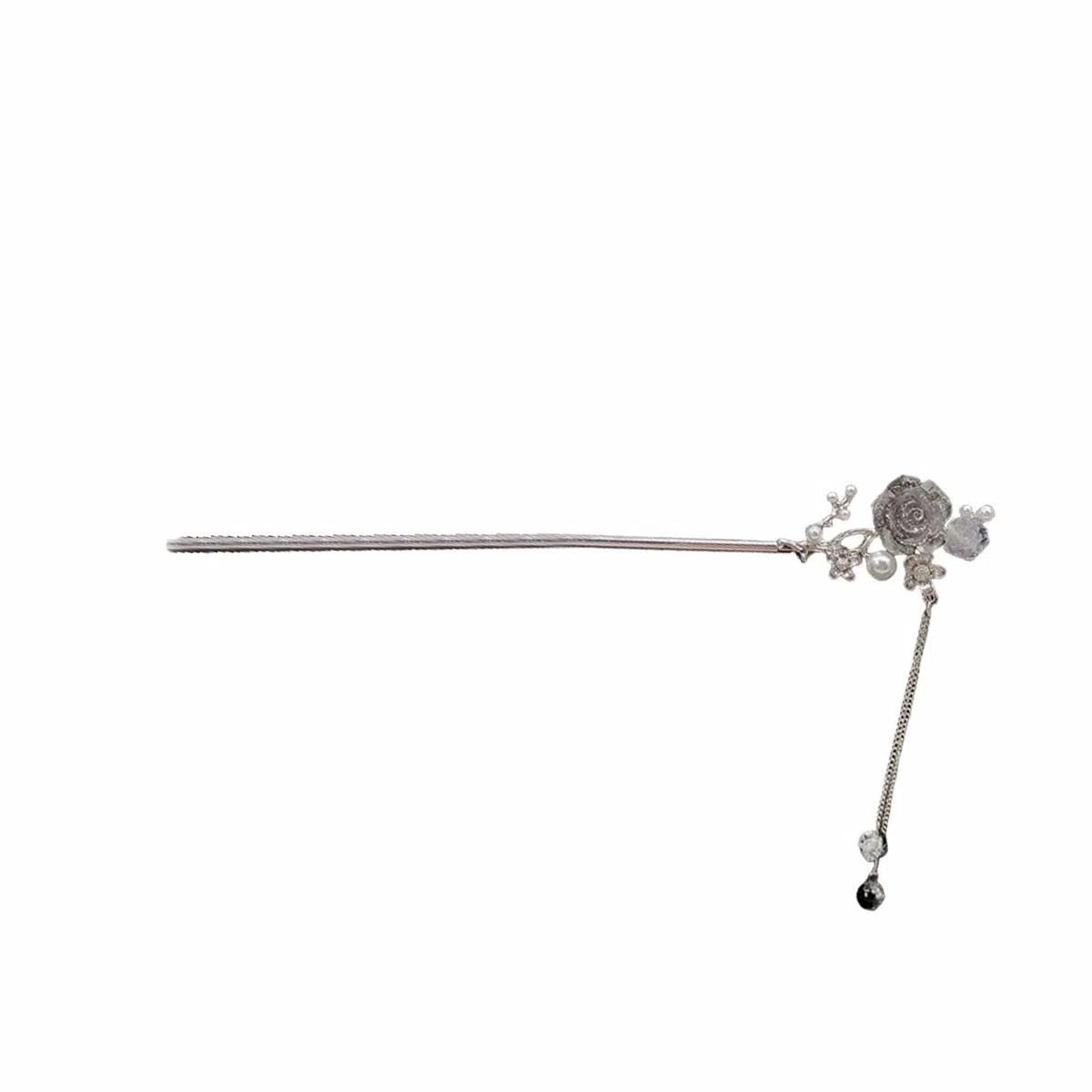 贯古今 古风水墨画花朵高级感气质盘发复古汉服步摇发钗 合金 发簪 女款