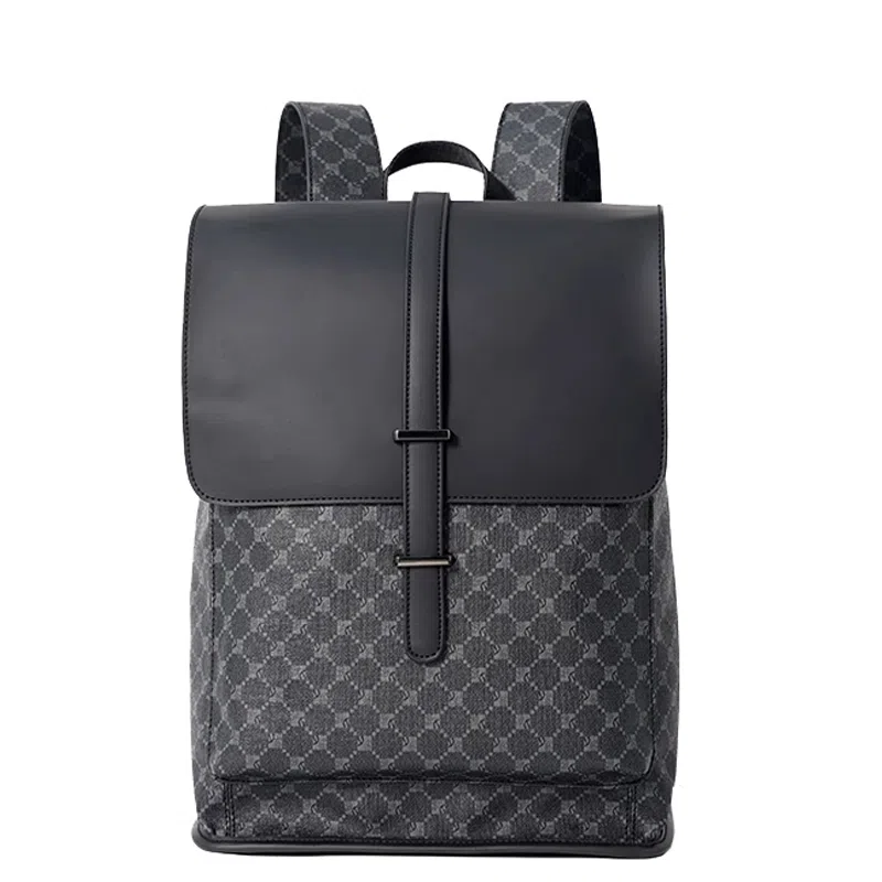 老人头 复古时尚潮流拼色高级感百搭通勤 合成革 双肩包 男款 多色