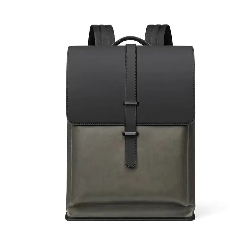 老人头 复古时尚潮流拼色高级感百搭通勤 合成革 双肩包 男款 多色