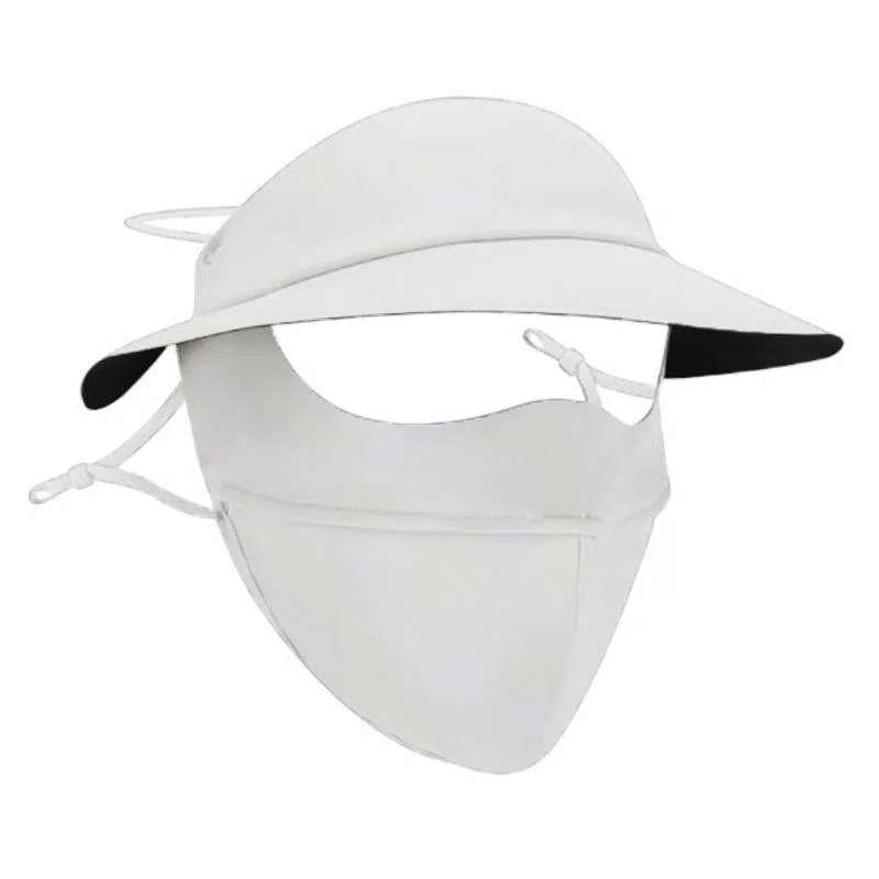 啄木鸟 黑胶大檐帽子一体夏季薄款 锦纶 防晒面罩 男女同款情侣款