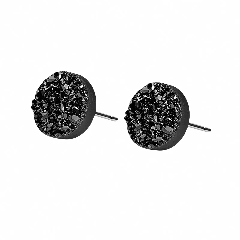 丹琴 水晶簇潮牌痞帅耳饰百搭高级感黑色小众气质 合金 耳钉 男女同款情侣款