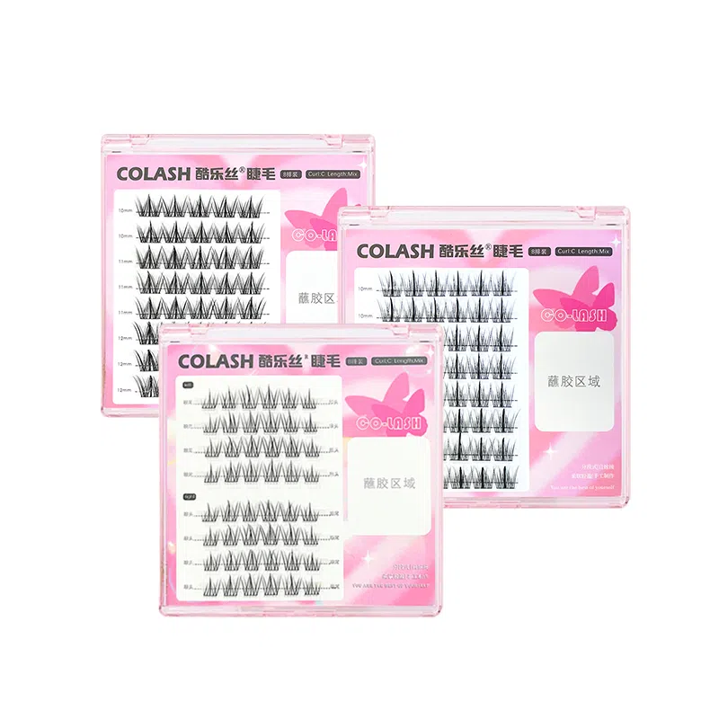 酷乐丝 犬系圆眼+夹心鱼尾+懒人太阳花假睫毛 自然纤长款 卷翘立体 仿真舒适 狐系飞扬三盒装