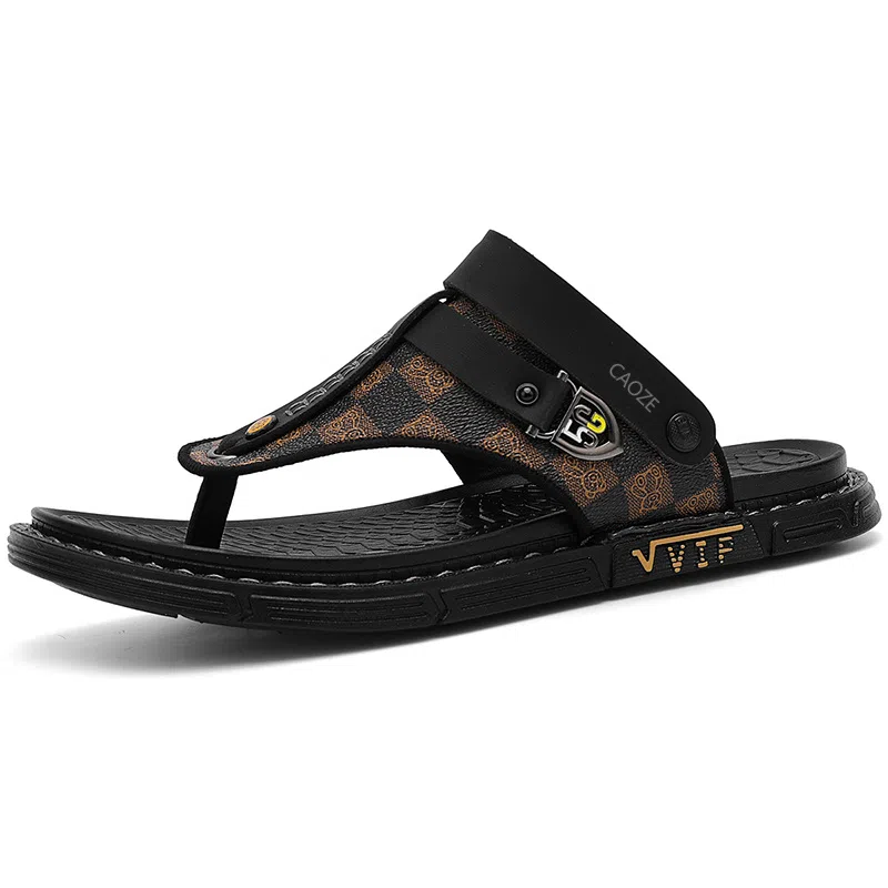 潮泽 开车两用 橡胶底 车缝线 防臭防磨防滑人字拖鞋 男款