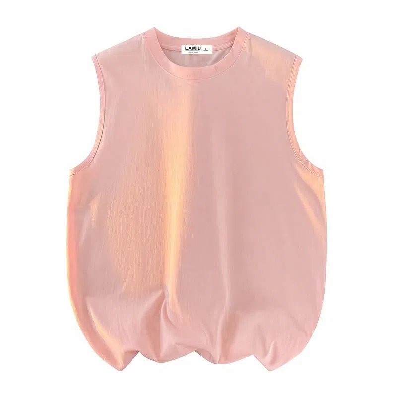 兰缪 日系纯色简约宽松百搭圆领休闲亲肤柔软舒适透气无袖背心 男女同款
