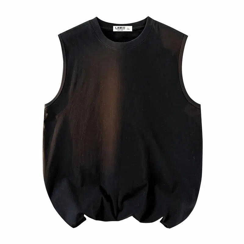 兰缪 日系纯色简约宽松百搭圆领休闲亲肤柔软舒适透气无袖背心 男女同款