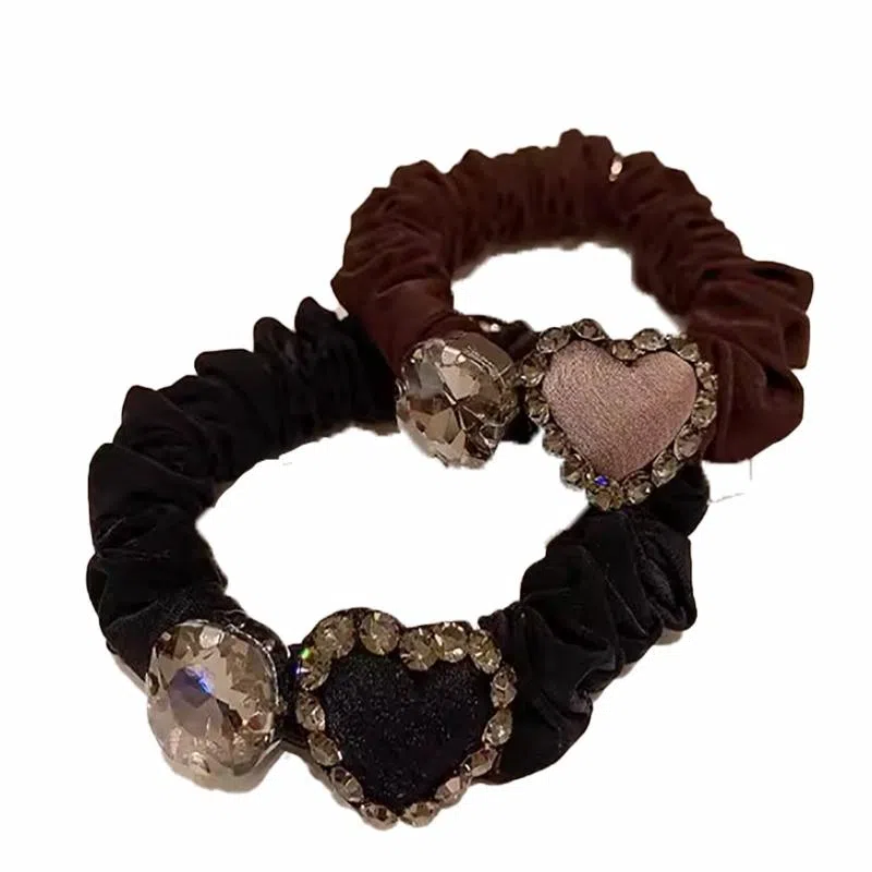 左欧 爱心 精致韩国高档丸子头扎头发 布艺 头绳 女款