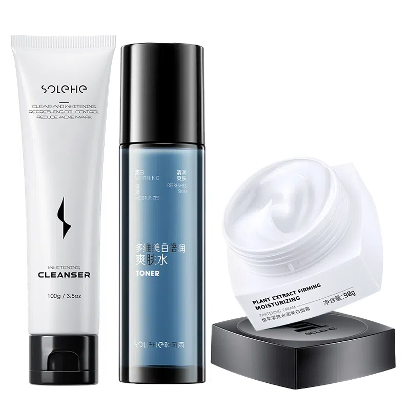 和风雨 美白控油祛痘 深层清洁补水保湿修护收缩毛孔淡痘印男士护肤套装 滋润提亮