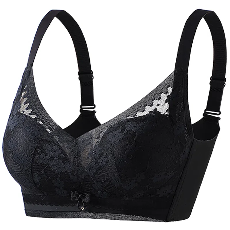 波波女神 漫画胸聚拢防下垂收副乳调整型仿乳胶杯性感蕾丝舒适无痕抗菌无钢圈文胸 女款 单件装