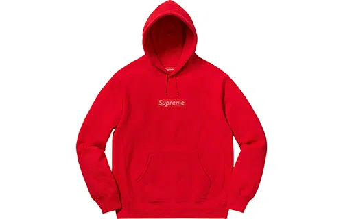 Supreme x Swarovski SS19 Logo Hooded Sweatshirt Red