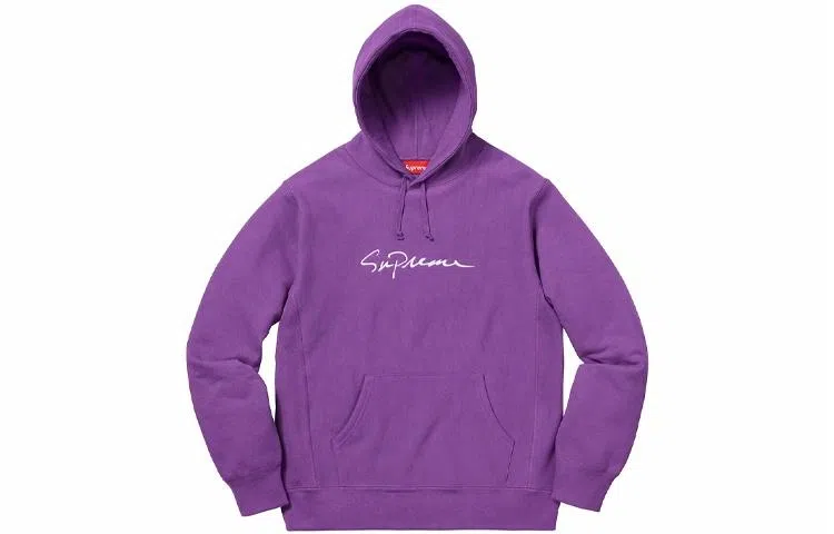 Supreme FW18 Classic Script Hooded Sweatshirt Violet Logo