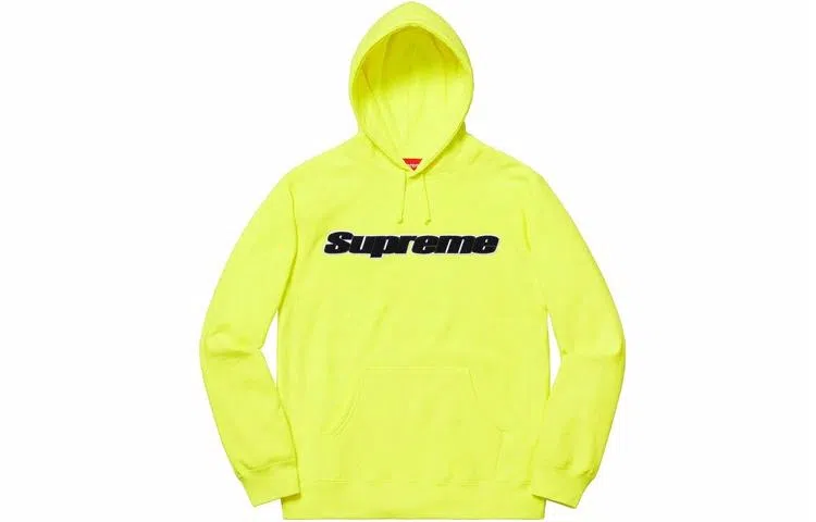 Supreme SS19 Chenille Hooded Sweatshirt Neon Yellow