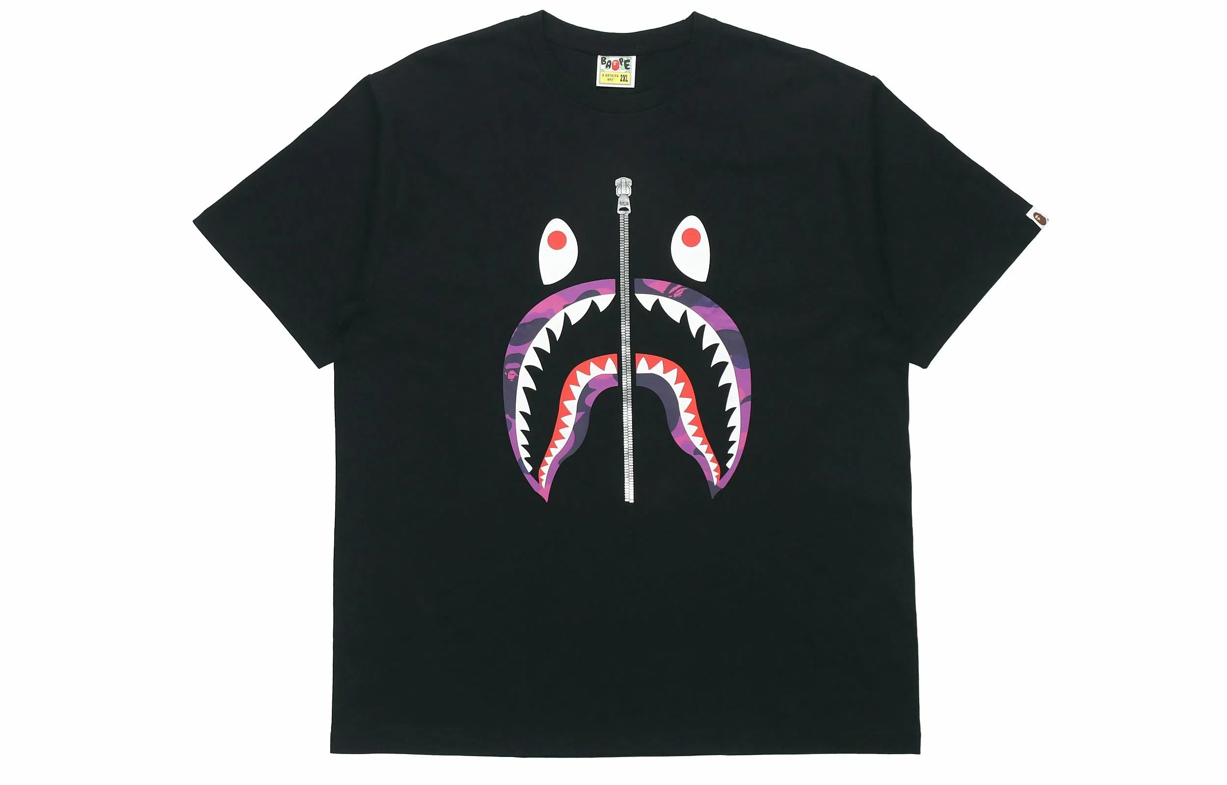 A BATHING APE Color Camo Shark Tee BlackPurple T