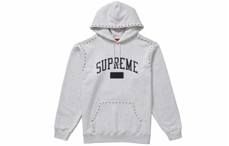 Supreme FW18 Studded Hooded Sweatshirt Ash Grey