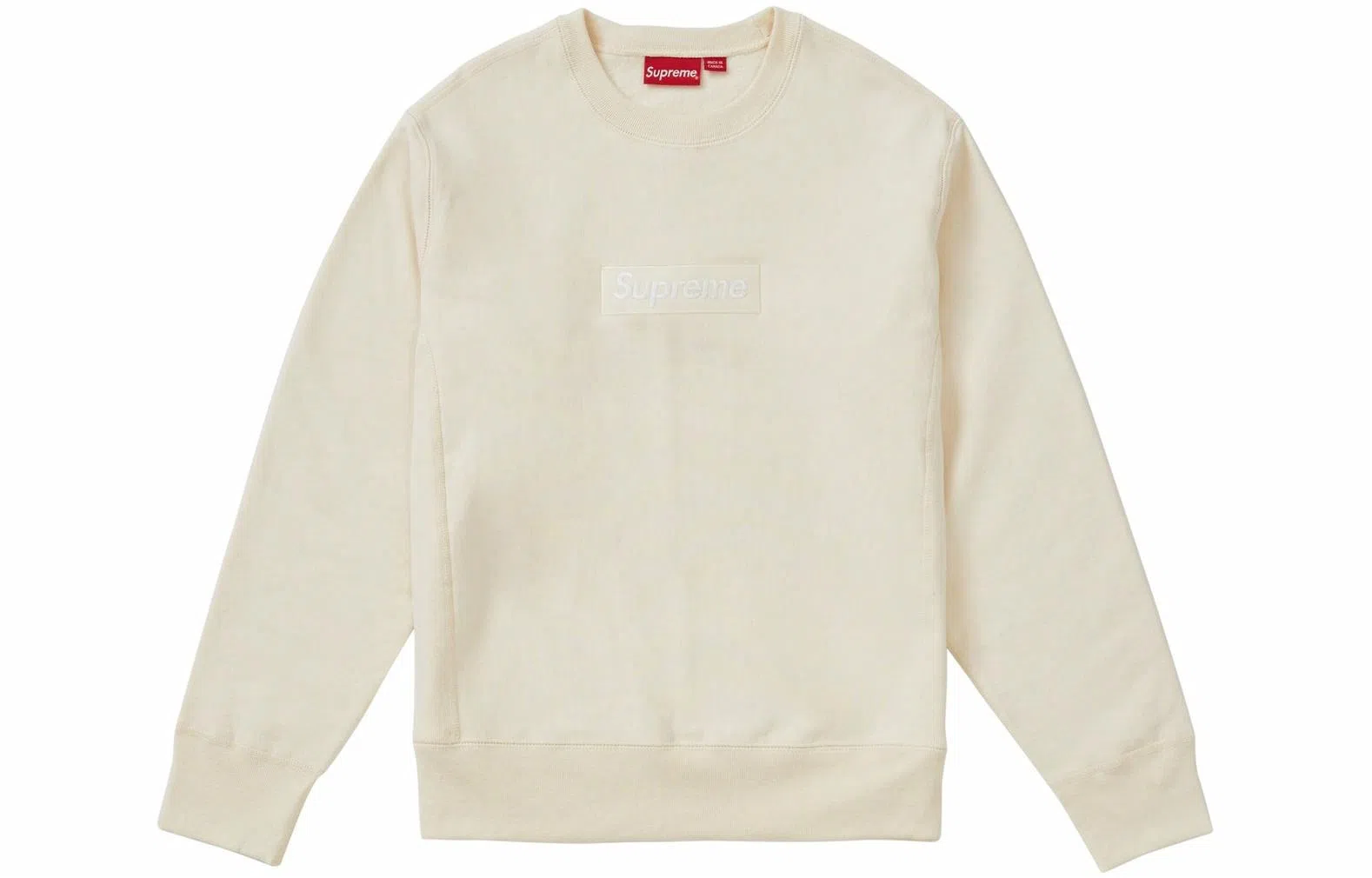 Supreme FW18 Box Logo Crewneck Natural