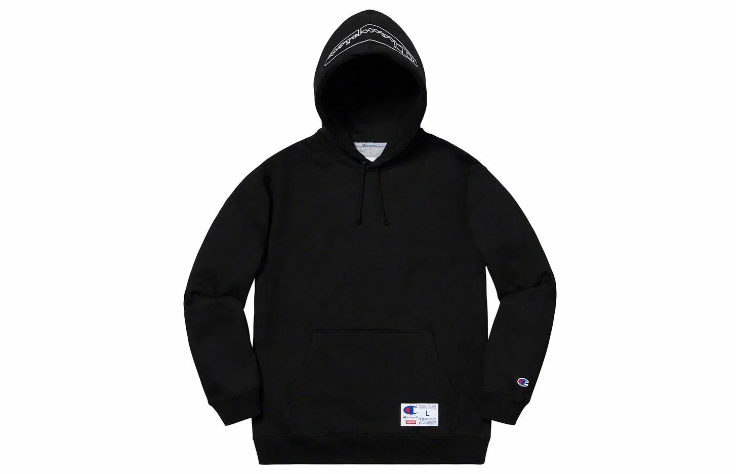 Supreme x Champion Printed Logo Hoodie Black