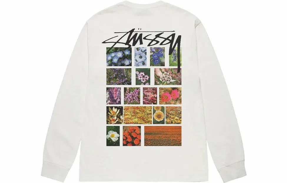 Stussy SS23 Floral Print Crewneck Long Sleeve Tee