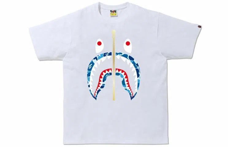 A BATHING APE Shark Camo Zip T-Shirt