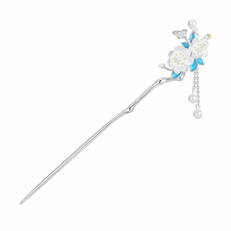 银千惠 凌梅傲雪新中式古风流苏步摇梅花簪子 国潮汉服旗袍盘发温柔优雅气质挽发钗子 轻奢高级感古风小众设计女生发钗 发簪 女款